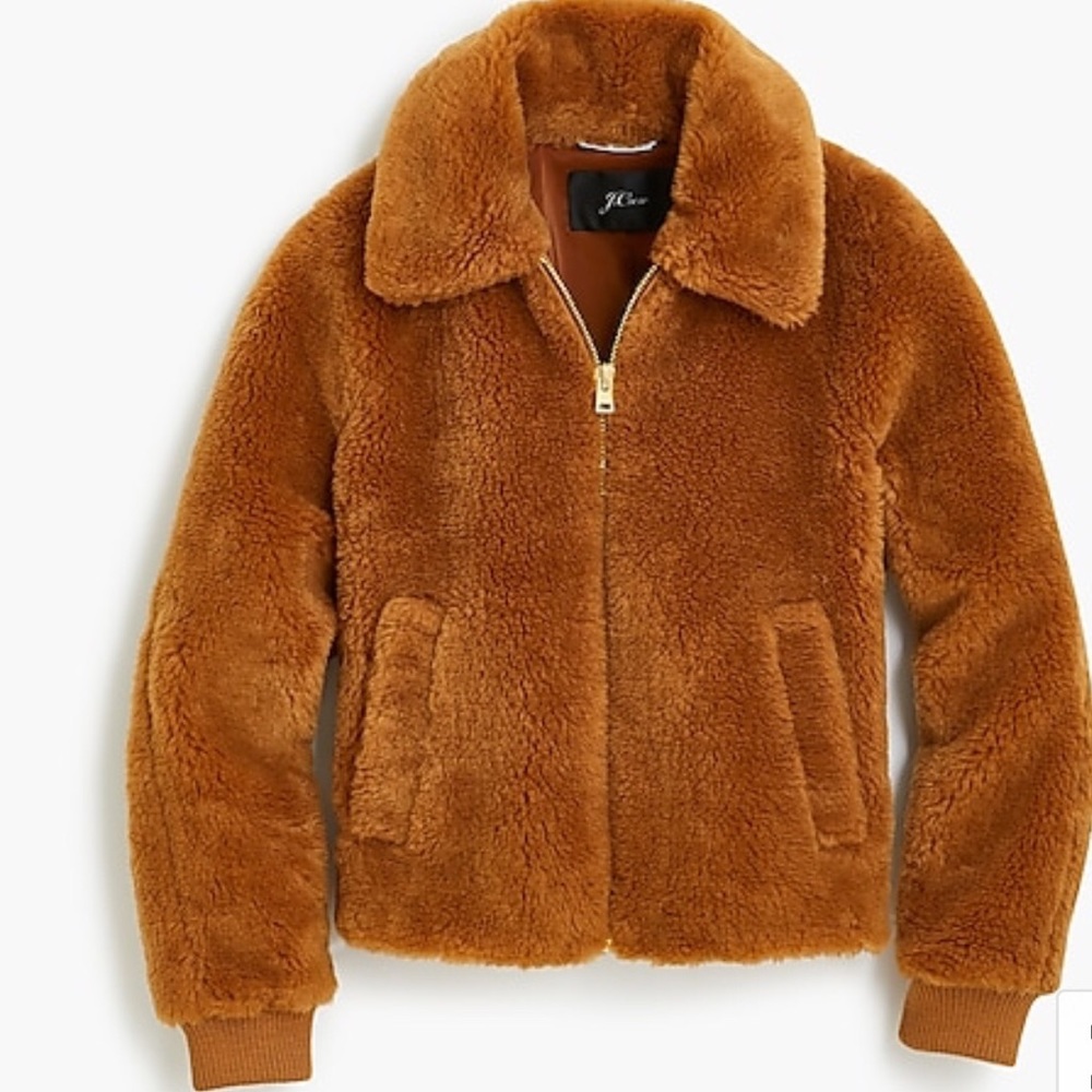 NWT J.Crew Plush fleece bomber jacket - Picture 2 of 7